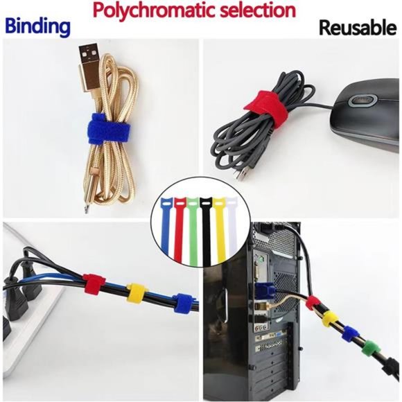 120 PCS Fastening Cable Ties Reusable, 6-Inch Adjustable Cord Ties - Picture 6 of 7